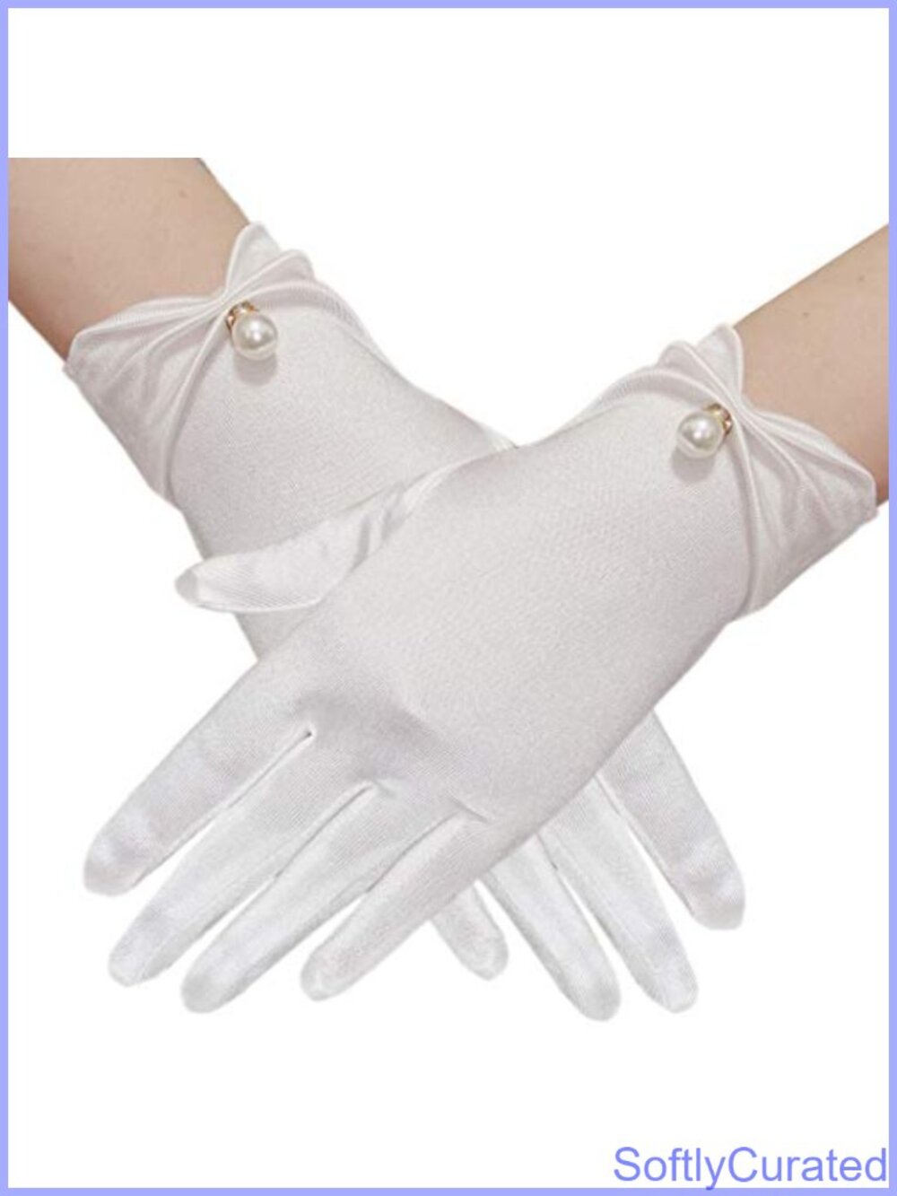 Floral Lace Gloves Satin Imitation Pearl Short Wrist Bridal Elegant Formal